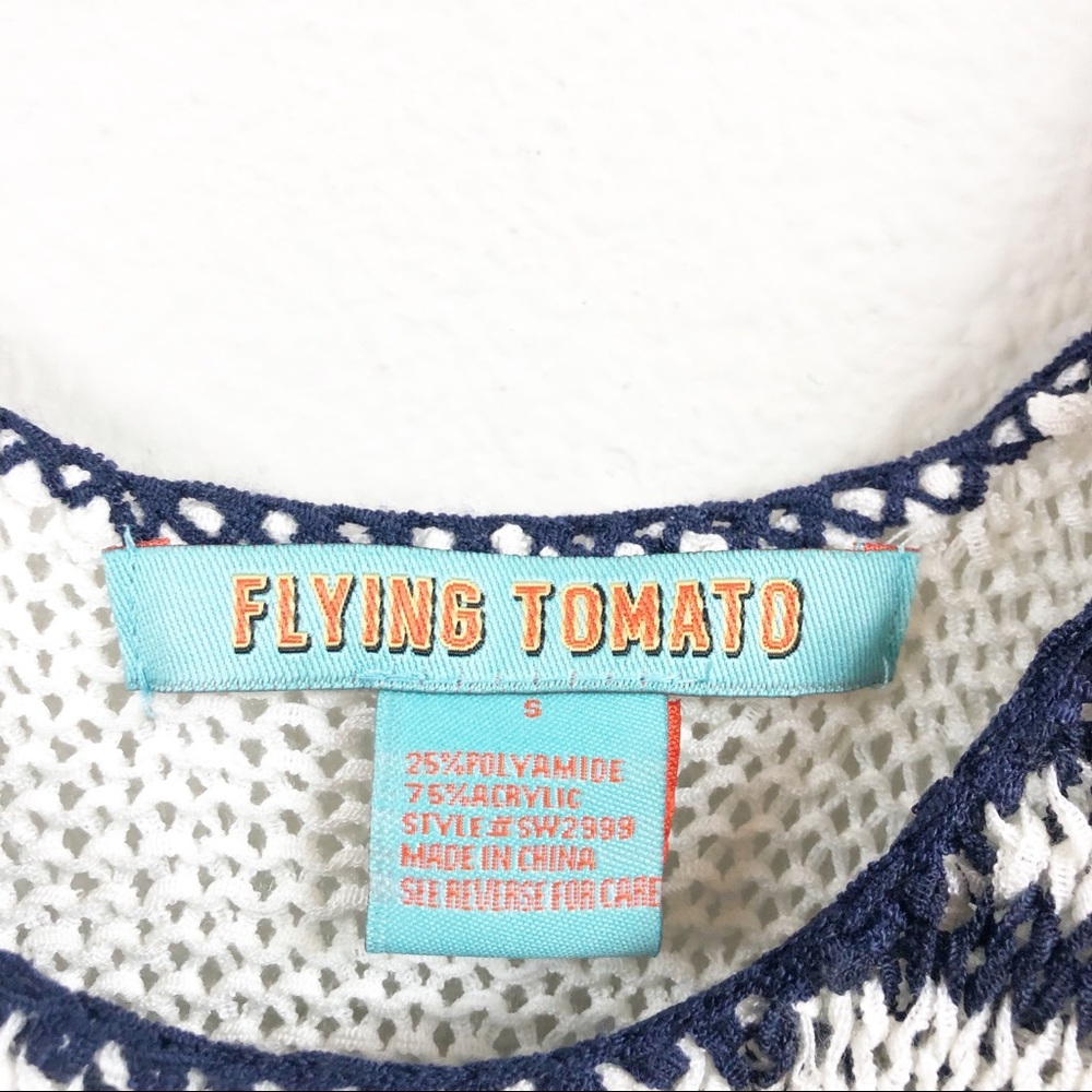 Flying Tomato | Navy and White Knit Fringe Tank - Picture 4 of 5
